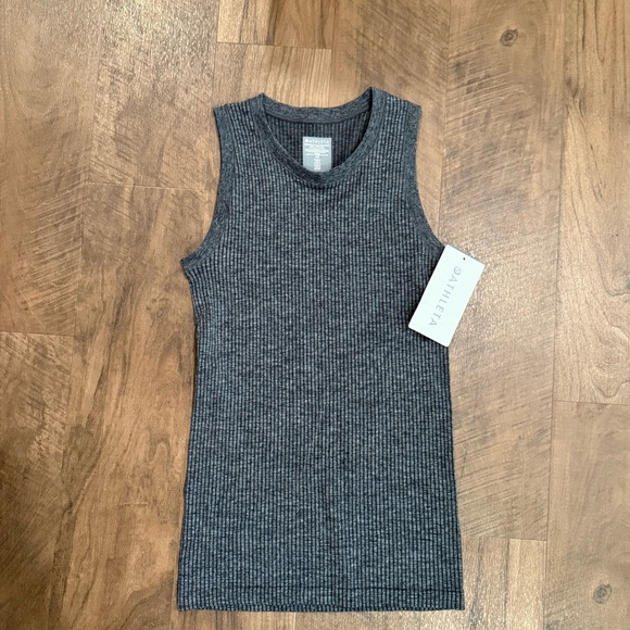 Athleta NWT Renew CYA Ribbed Sleeveless Top Charcoal Tank Minimalist size XS - Picture 3 of 8